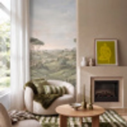 Landschap - Heuvels - Zandpad - Groen Behang Vlies klein -sfeer2