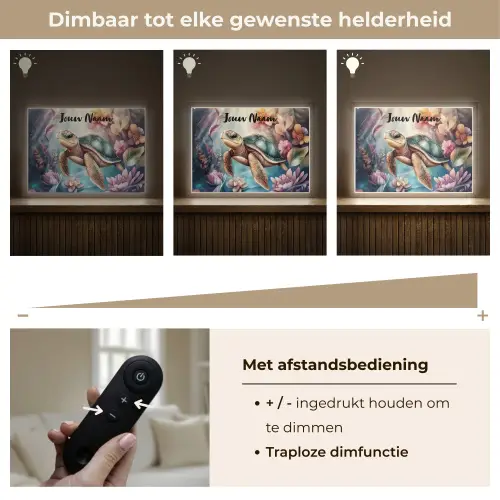 Schildpad - Bloemen - Onderwater Light Box met batterij (Wandlamp kind) middel -USP_dimbaarNL
