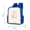 Beige dino op een stippen achtergrond Kinderrugzak - Blauw middel -productfoto_formaten
