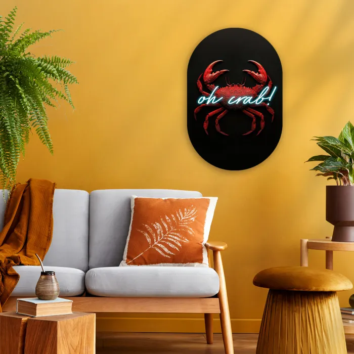 Krab - Rood - Neon - Quote Wandcirkel Ovaal Forex klein -sfeer4