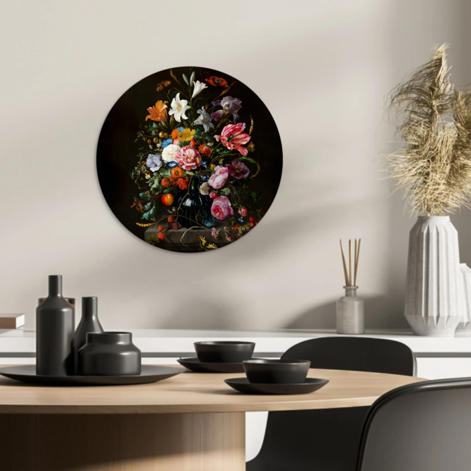 Barokke Bloemenpracht KitchenYeah - Keuken - Wandcirkel Forex klein -sfeer2