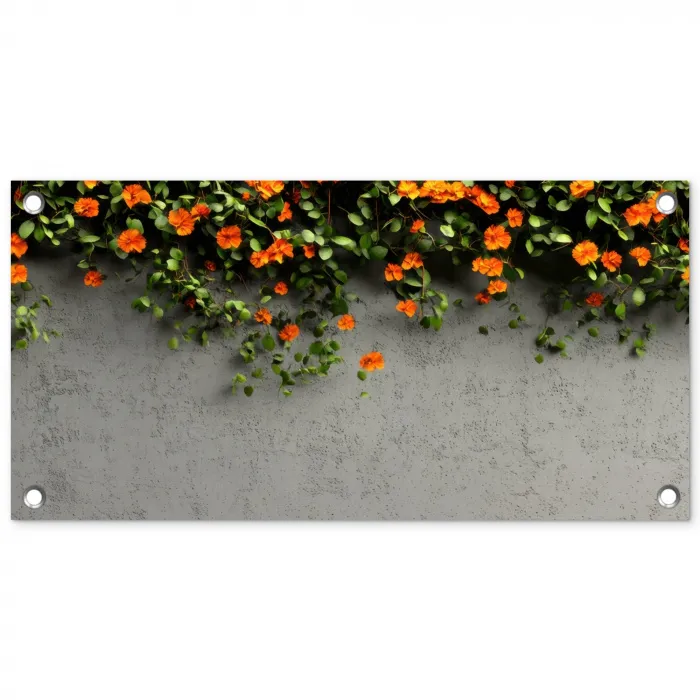 Bloemen - Muur - Oranje tuinposter los doek klein -3d
