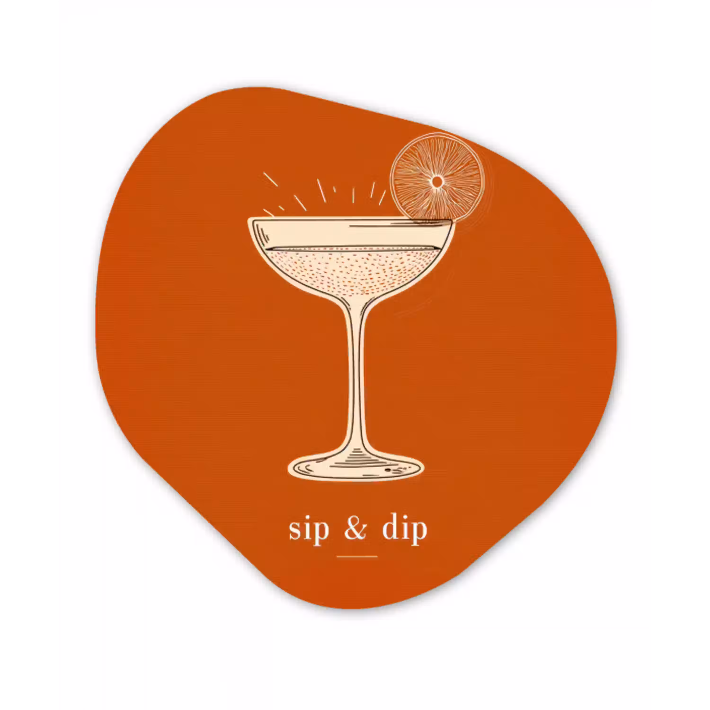 Cocktail - Oranje - Zomer - Quote Wandcirkel Organisch Aluminium middel -3d