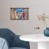 Doorkijk - Santorini - Landschap - Blauw - Grieks poster papier klein -sfeer3
