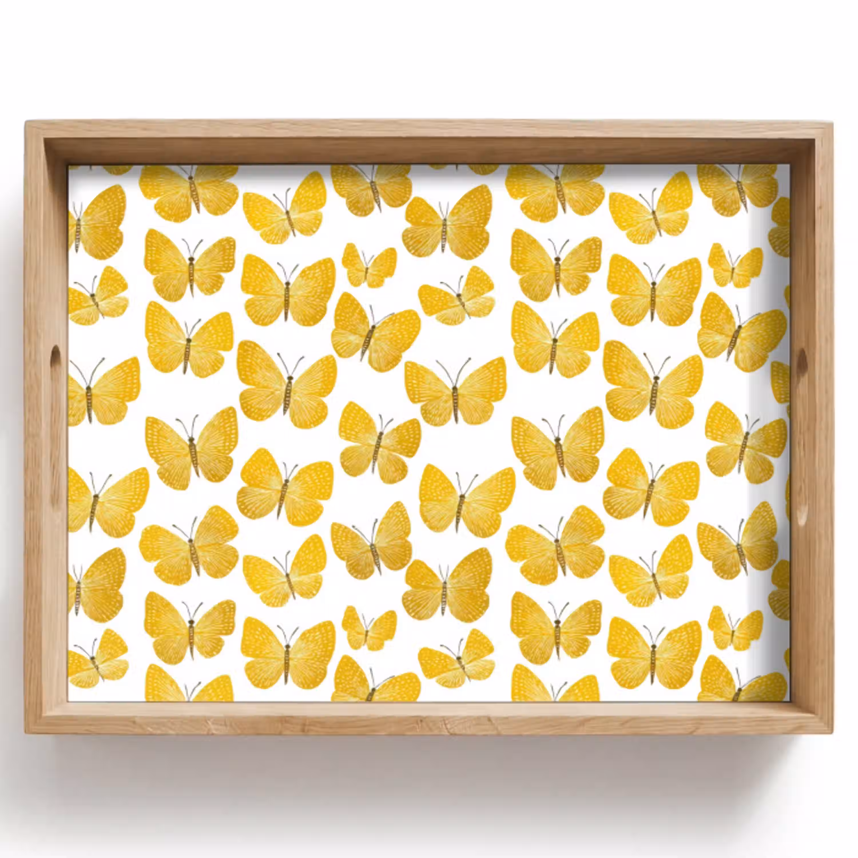 Vlinders - Botanisch - Illustratie - Geel - Wit Dienblad Rechthoek middel 911 -z3d_shopping