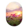 Zonsondergang - Bloemen - Roze - Natuur - Groen Wandcirkel Ovaal Forex klein -3d