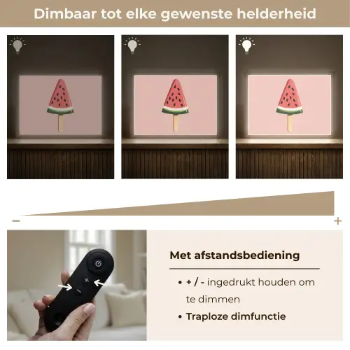 Watermeloen - Ijsje - Pitjes - Rood Light Box met batterij (Wandlamp) middel -USP_dimbaarNL