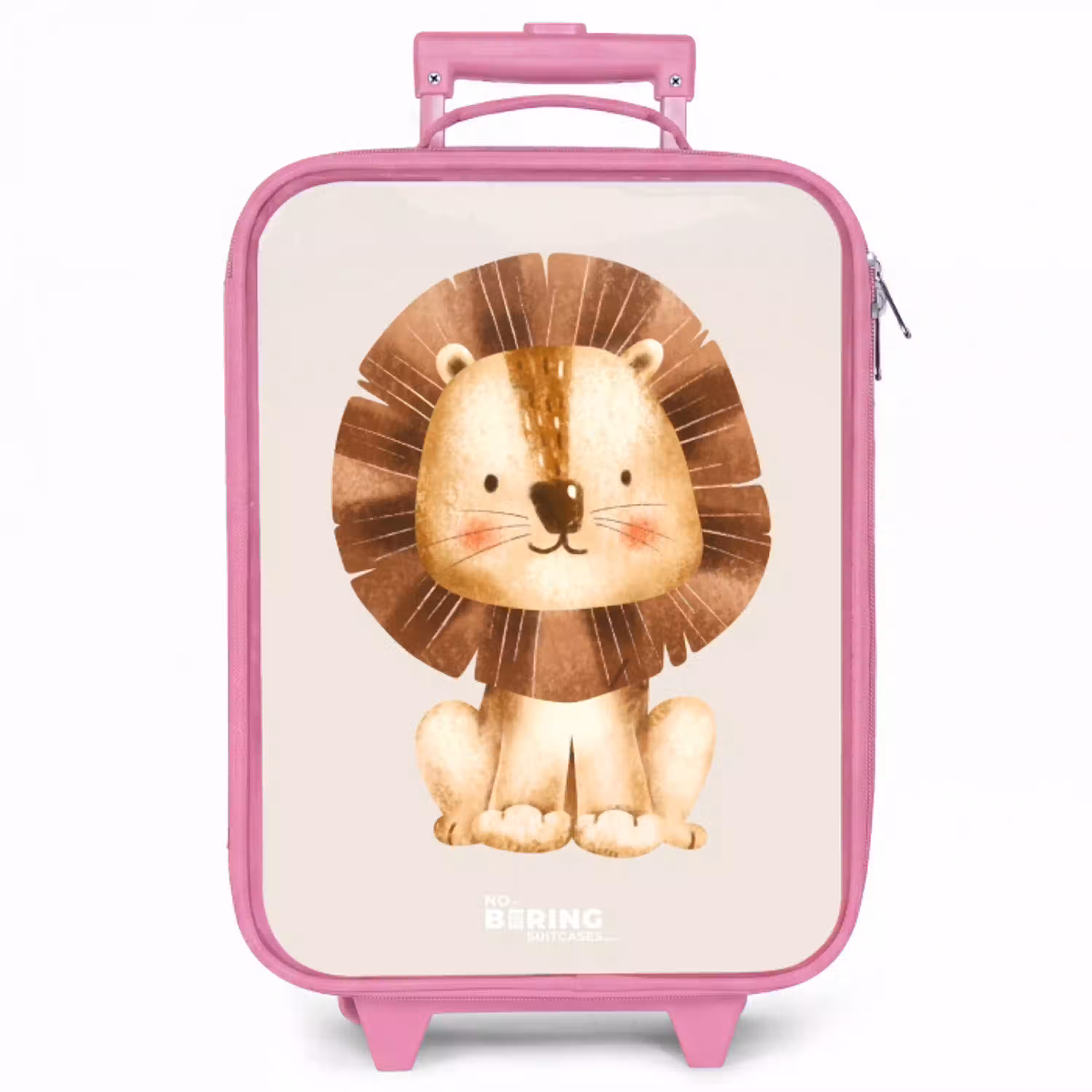 Leeuw illustratie met beige achtergrond Kinderkoffer - Roze klein -zzz_website3d