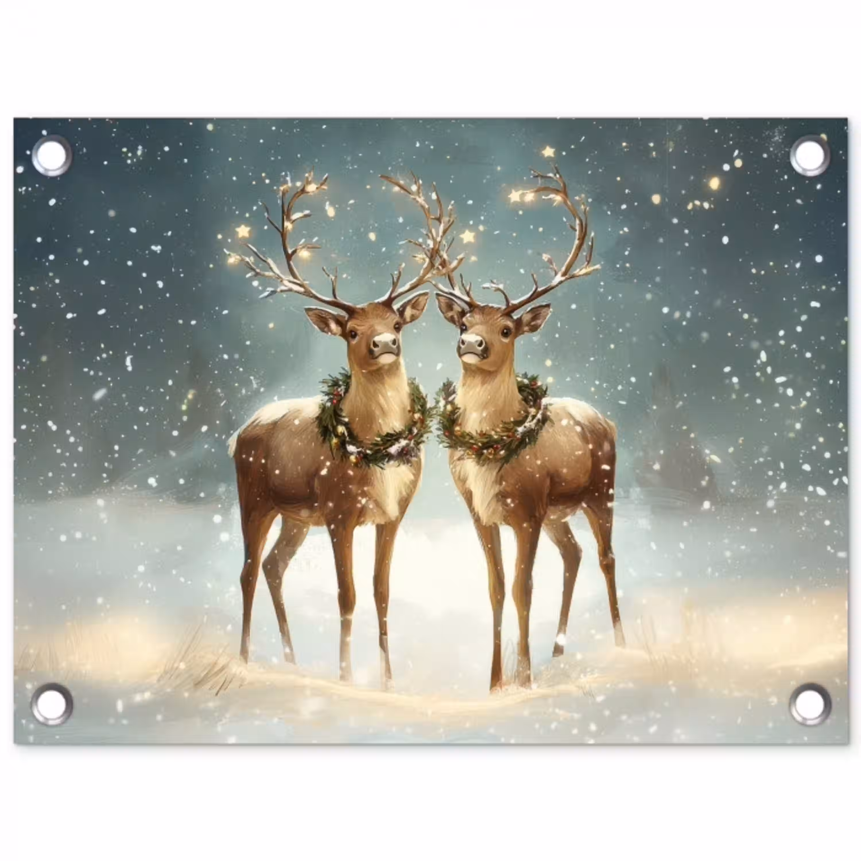 Kerstmagie - Winterwoud - Rendier tuinposter los doek klein -3d