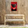 Amor - Hond  - Hartje - Rood Tuinposter op houten frame 2 cm dik klein -sfeer4