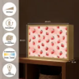 Aardbei - Patroon - Roze Light Box met batterij (Wandlamp) middel 907 -USP_websiteoverzichtNL