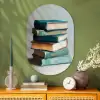 Stapel - Boeken - Groen - Daglicht Wandcirkel Ovaal Glas middel -sfeer2