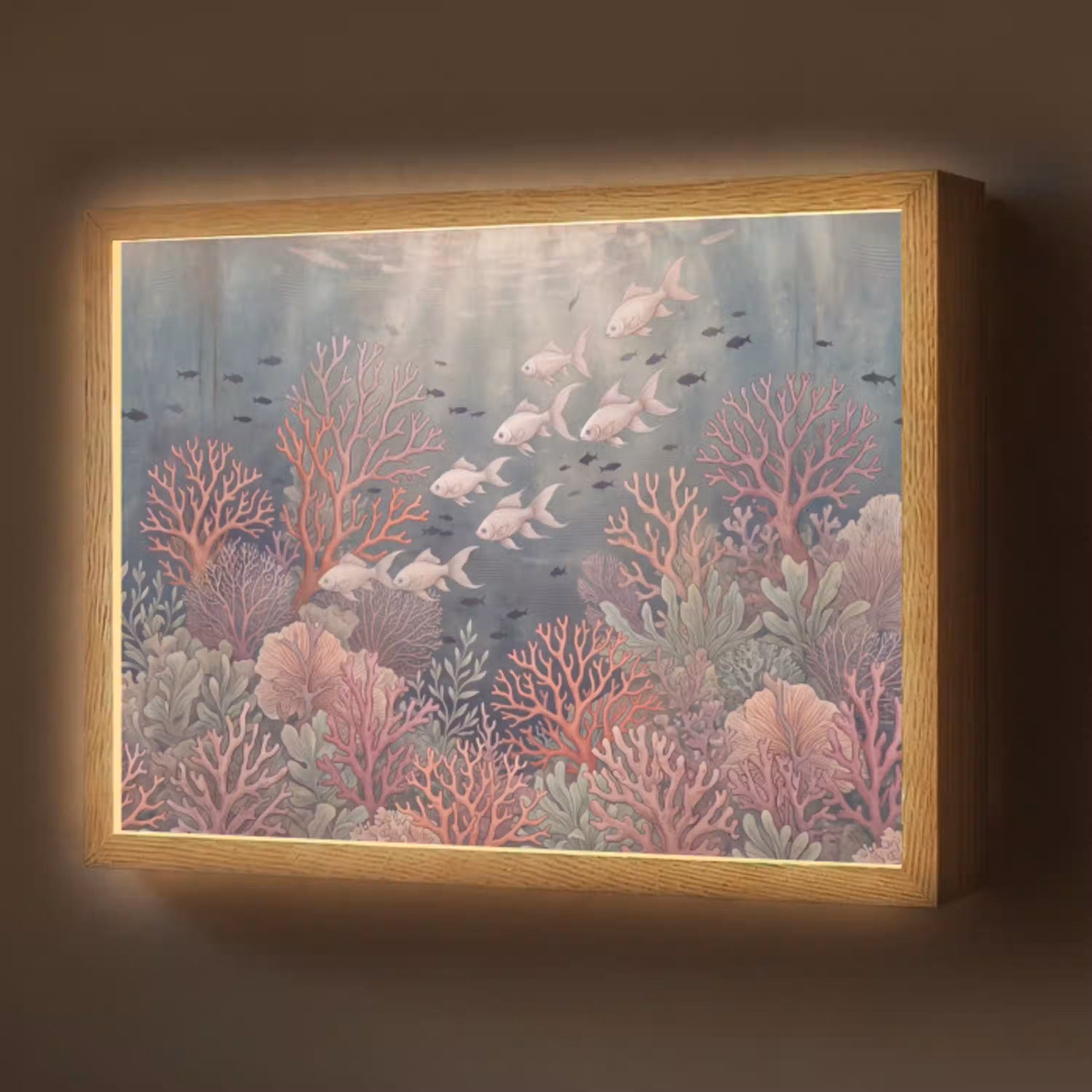Vis - Koraal - Onderwater - Illustratie - Vintage Light Box met batterij (Wandlamp) middel -z3d_website