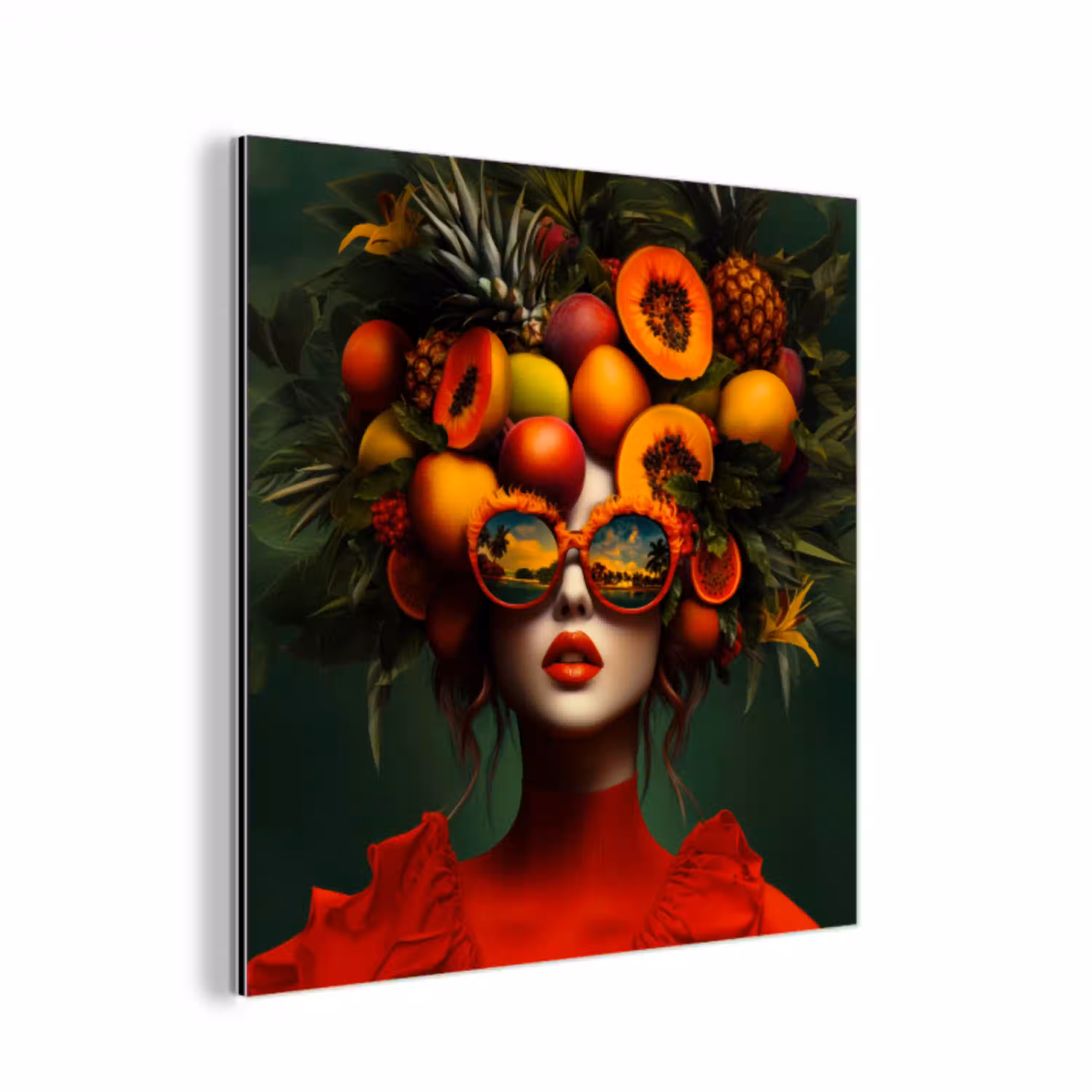 Vrouw - Vruchten - Papaja - Ananas aluminium wit klein -3d
