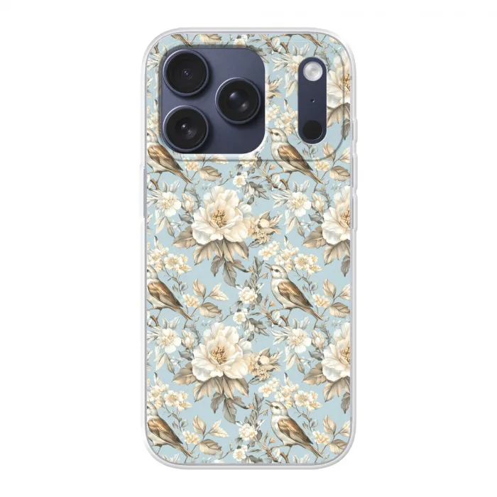 Botanisch - Zangvogel - Blauw Telefoonhoesje iPhone 17 Pro klein 878 -3d