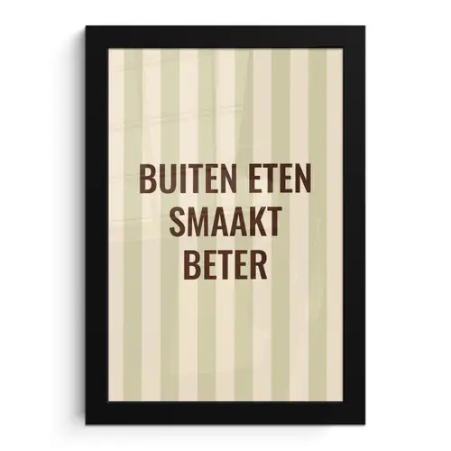 Buiten - Quote - Strepen - Zomer fotolijst zwart zonder passe partout klein -3d