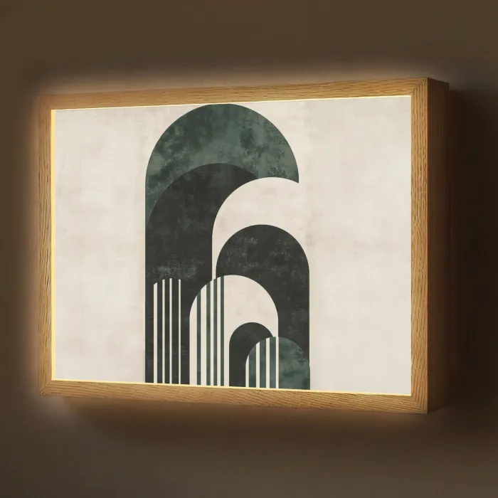 Bogen - Donkergroen - Lijnen Light Box met batterij (Wandlamp) middel -z3d_website