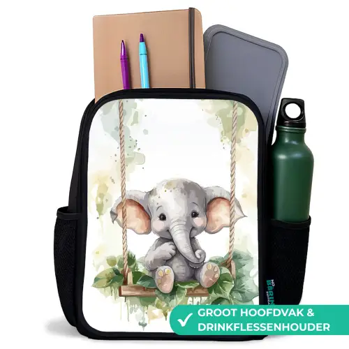 Olifant - Dier - Kinderen - Jungle Rugzak - Zwart middel -inhoud_NL