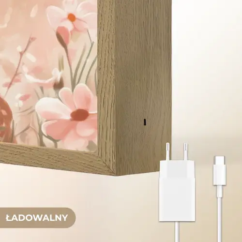 Hertje - Illustratie - Bloemen - Roze Light Box met batterij (Wandlamp kind) middel -USP_websiteoplaadbaarNL