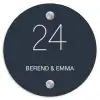 Effen blauw - Klassiek Naambord Rond klein -3d