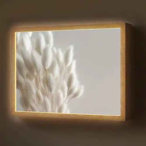 Pluimen - Beige - Minimalistisch Light Box met batterij (Wandlamp) middel -z3d_website