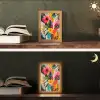 Schilderij - Abstract - Bloemen - Roze Light Box met kabel (Tafellamp) klein -sfeer3