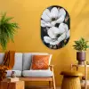 Bloemen - Wit - Abstract Wandcirkel Ovaal Glas middel -sfeer4