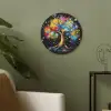 Boom - Kleurrijk - Bloemen - Zwart Akoestische PET Vilt - Rond klein -sfeer2
