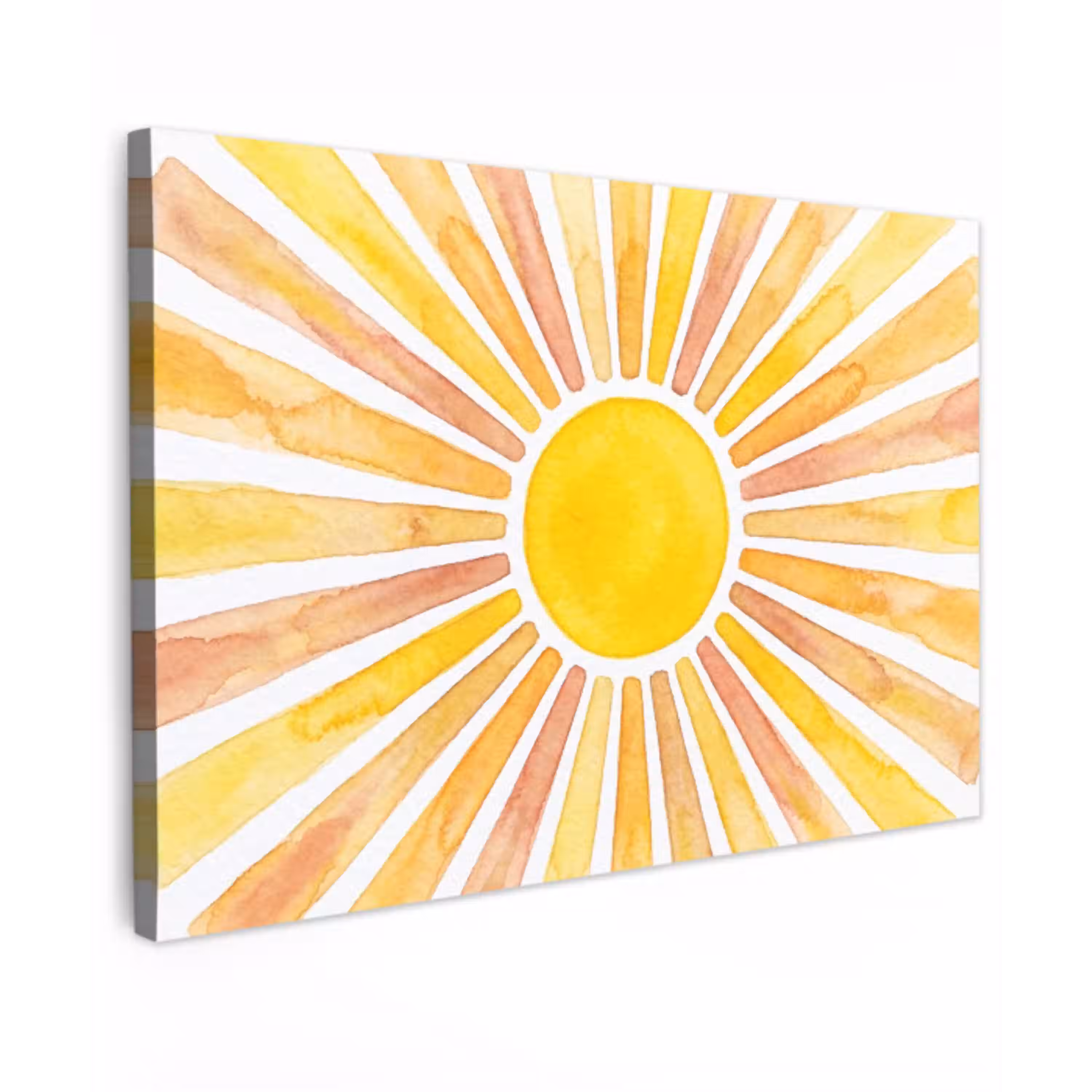Zon - Stralen - Aquarel - Geel - Abstract canvas 2cm klein -z3d