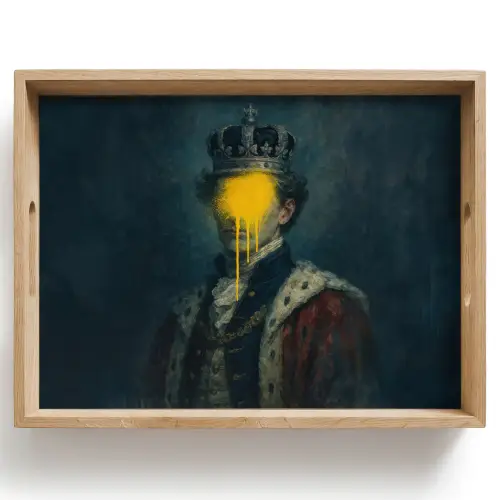 Koning - Portret - Druipende gele verf Dienblad Rechthoek middel -z3d_shopping