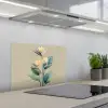 Paradijsvogelbloemen - Blauwgroene bladeren - Beige keuken achterwand spatscherm klein -3d_schuin