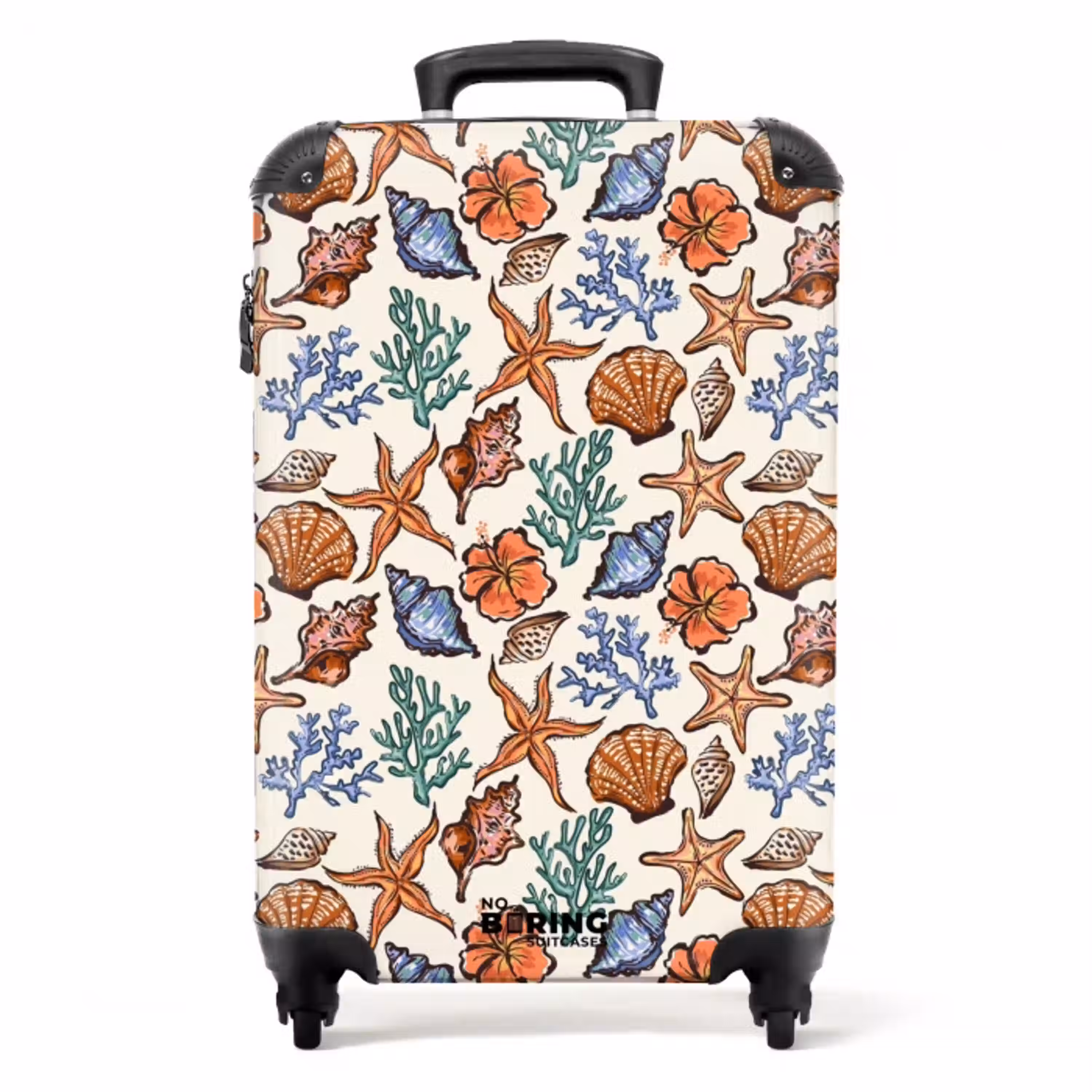 Koraal met zeesterren print NBS - Handbagage koffer - Volwassenen Unisex middel -productfoto_recht