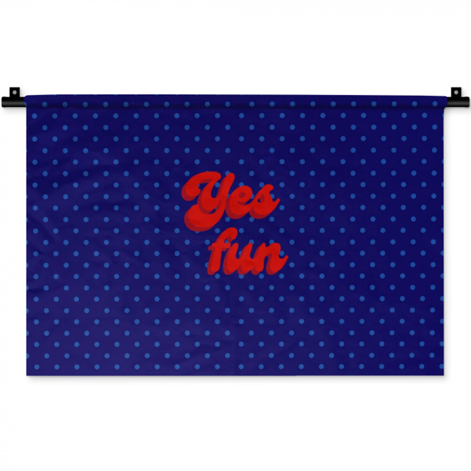 Yes fun - Rood - Blauw - Stippen Wandkleed katoen klein -zz3d