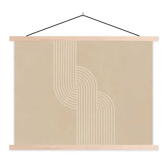 Parallelle lijnen - Lichte textuur - Beige textielposter latten blank klein -3d