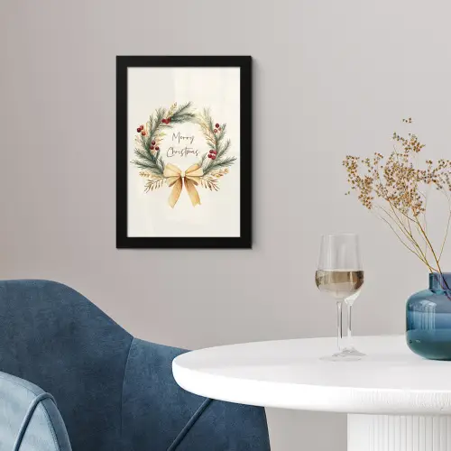 Kerstkrans - Kerst - Goud - Beige fotolijst zwart zonder passe partout klein -sfeer4
