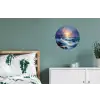 Golven - Zee - Kleurrijk - Rotsen Wandcirkel aluminium klein -slaapkamer