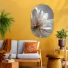 Bloem - Wit - Neutraal Wandcirkel Ovaal Glas middel -sfeer4