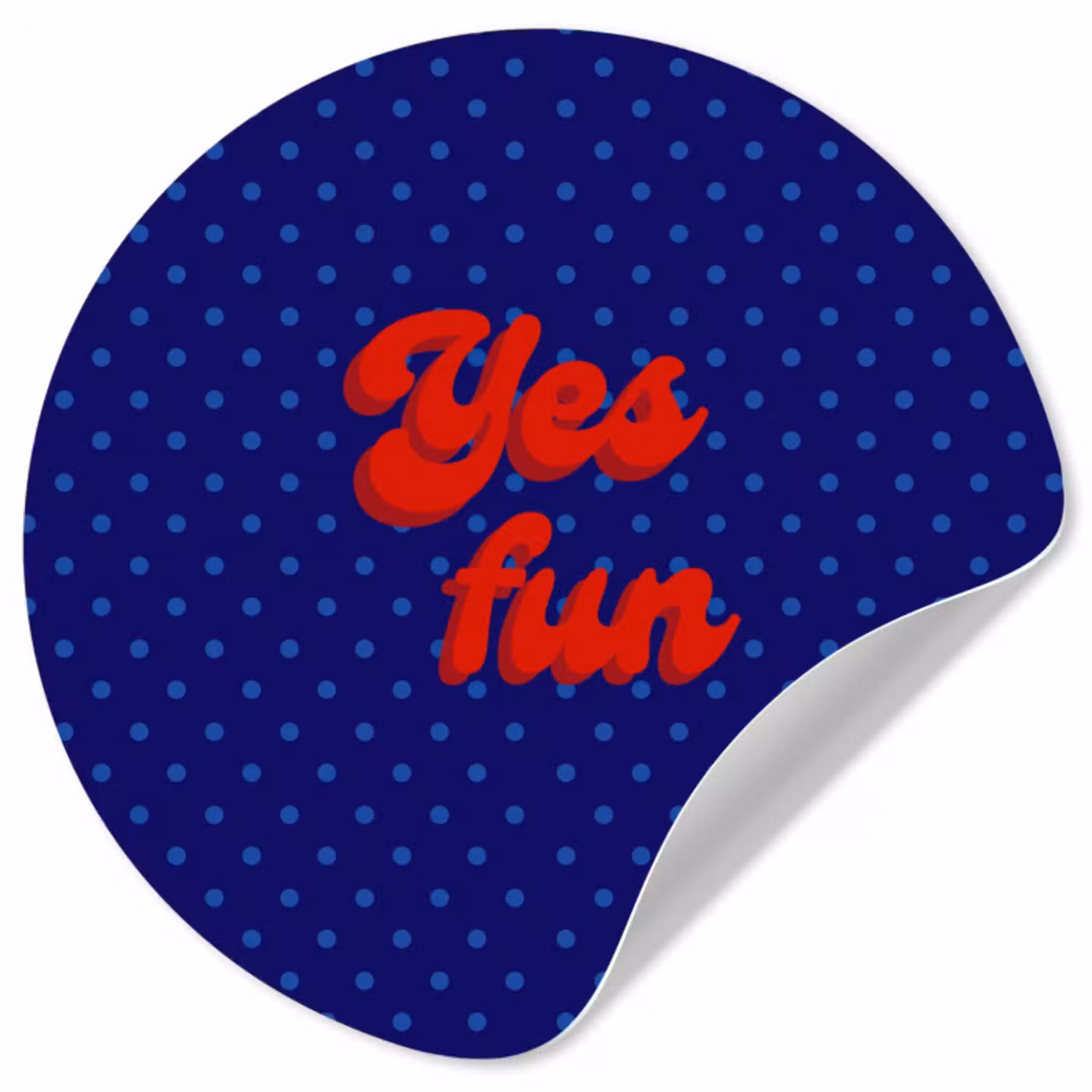 Yes fun - Rood - Blauw - Stippen Wandcirkel behangsticker klein -3d