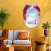 Zee - Roze - Bloemen - Poort Wandcirkel Ovaal Glas middel -sfeer4