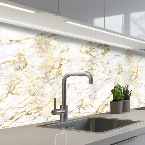 Goudspatten - Wit - Marmer keuken achterwand 2 middel 871 -3d_schuin