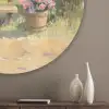 Houten bankje - Bloempotten - Landschap Akoestische PET Vilt - Rond klein -sfeer5_closeup