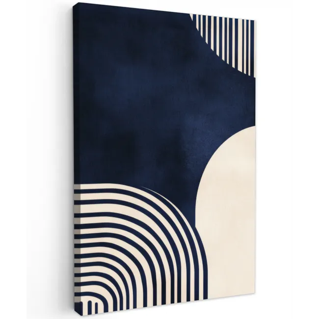 Donkerblauw - Abstract - Lijnen Tuinposter op houten frame 2 cm dik klein -3d