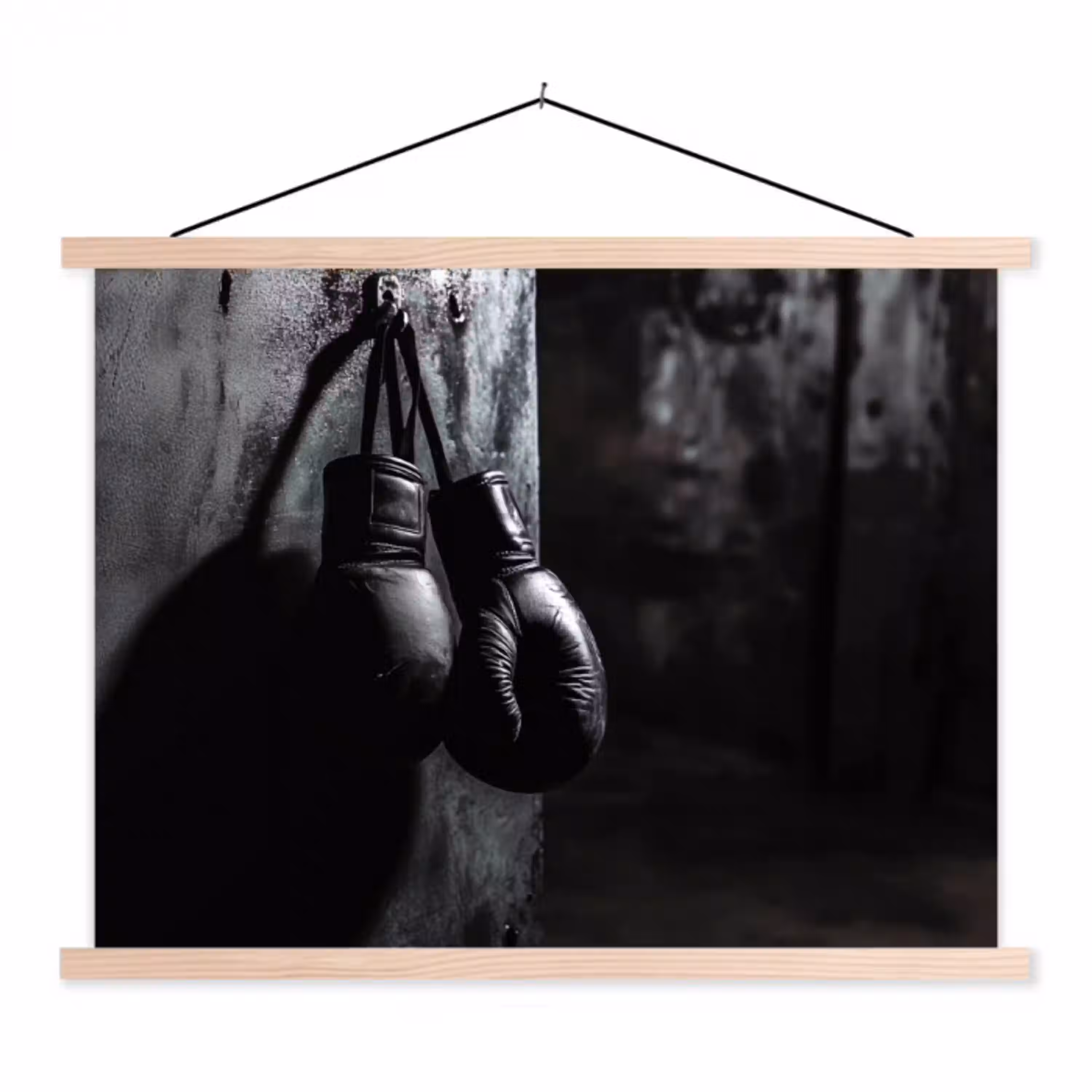 Bokshandschoenen - Muur - Duister - Zwart textielposter latten blank klein -3d