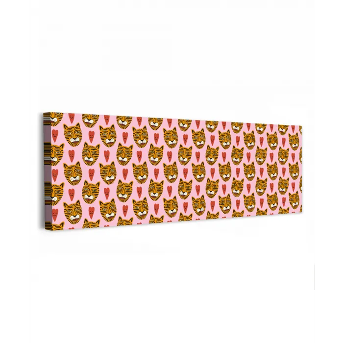 Tijgerkoppen - Hartjes - Roze - Rood canvas 2cm klein 828 -z3d