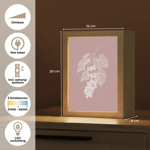 Tros - Druiven - Illustratie - Bladeren Light Box met kabel (Tafellamp) klein -USP_NL