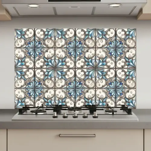 Barok - Tegel - Kleurrijk keuken achterwand spatscherm klein 900 -3d_website