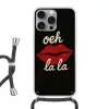 Lip - Rood - Quote Hoesje iPhone 16 Pro Max met koord klein -3d
