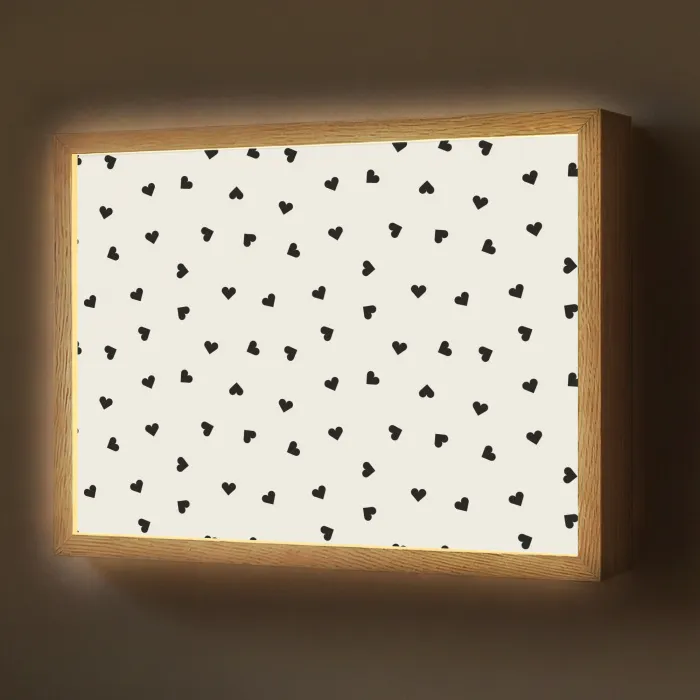 Valentijn - Hart - Wit - Zwart Light Box met batterij (Wandlamp) middel 907 -z3d_website