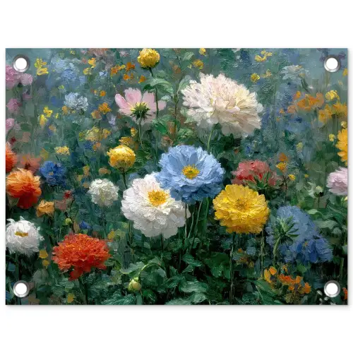 Close-up - Veld - Bloemen - Kleurrijk tuinposter los doek klein -3d