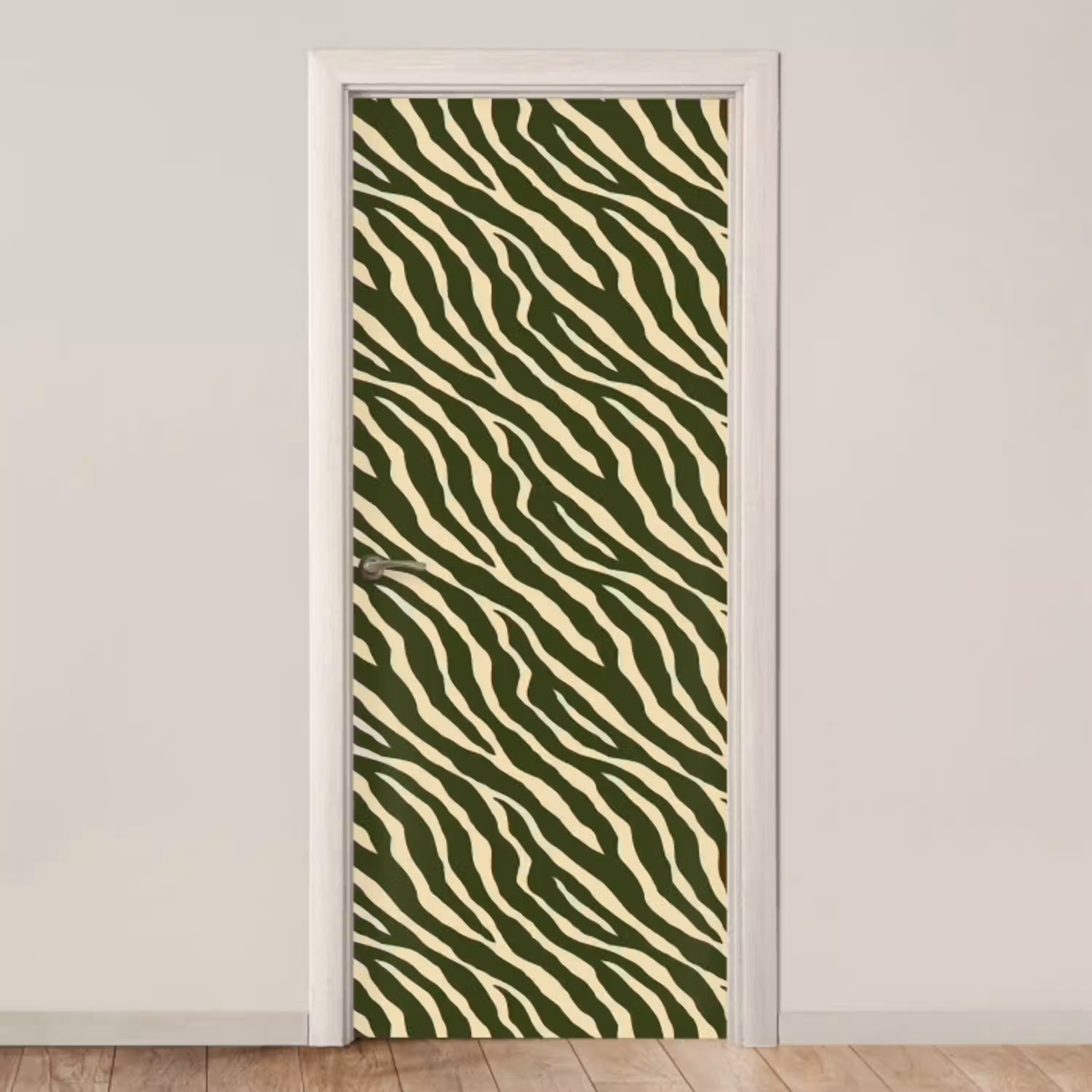 Zebra - Patroon - Groen deurposter klein 289 -3d_beige